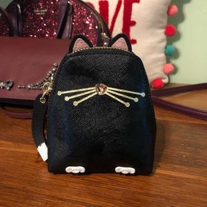 ❤️ NEW Kate Spade Cat Coin Cosmetic Purse Jazz Things Up SO CUTE! Zipper tail!